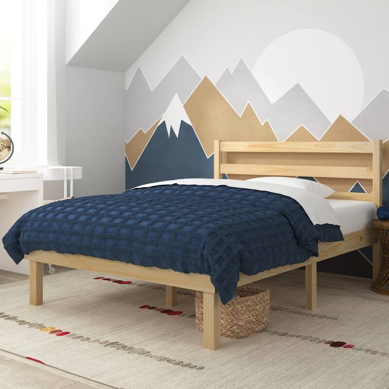 Priage by ZINUS Pine Wood Platform Bed Frame with Headboard