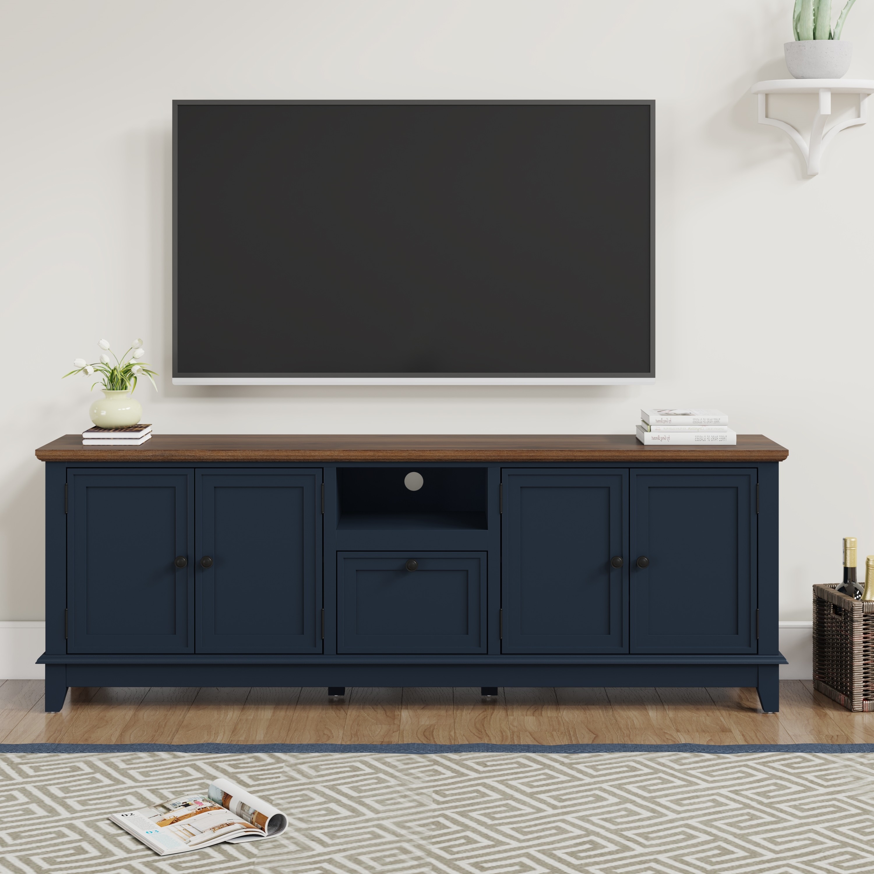 Rustic 72-Inch TV Stand with Adjustable Shelves
