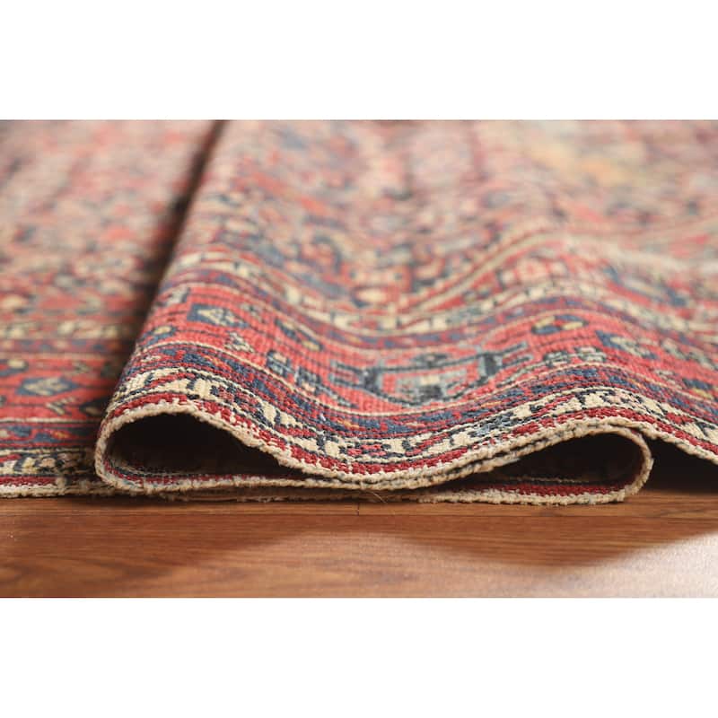 Hand Knotted Oriental 100% Wool Carpet Traditional Medallion Navy Blue & Blues Malayer Area Rug - 6' 4'' X 5' 2''