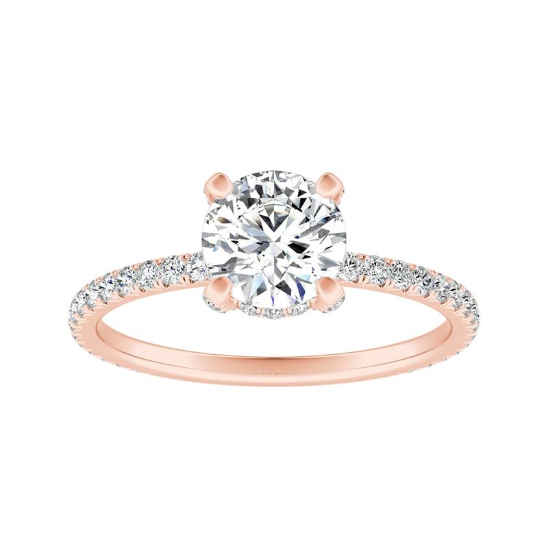 Auriya 14k Gold Round Moissanite Engagement Ring 1 1/8ctw - Rose - 5