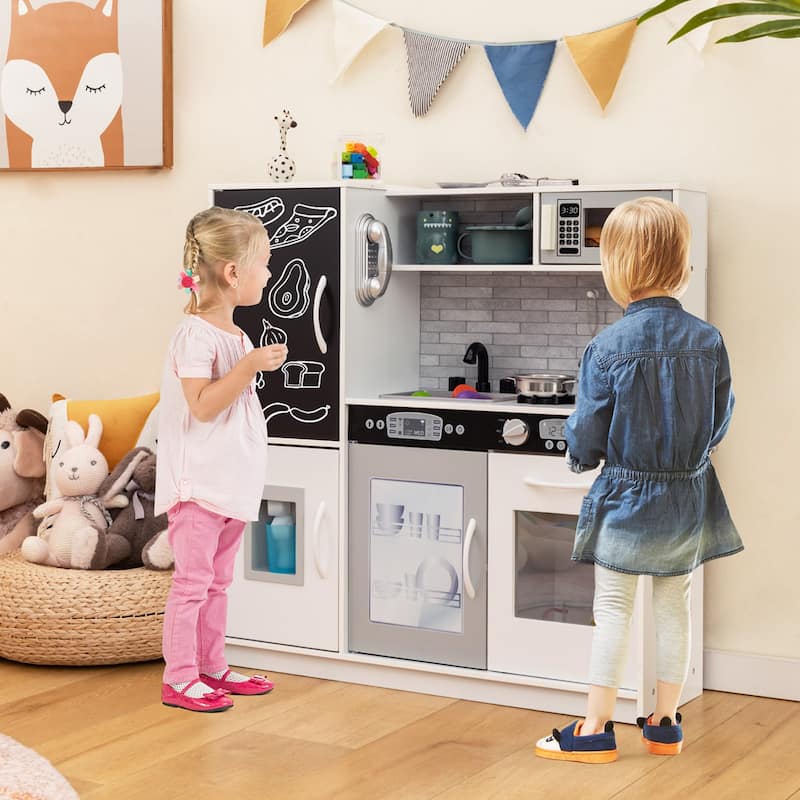Kid's Pretend Play Kitchen Toddler Playset w/ Blackboard