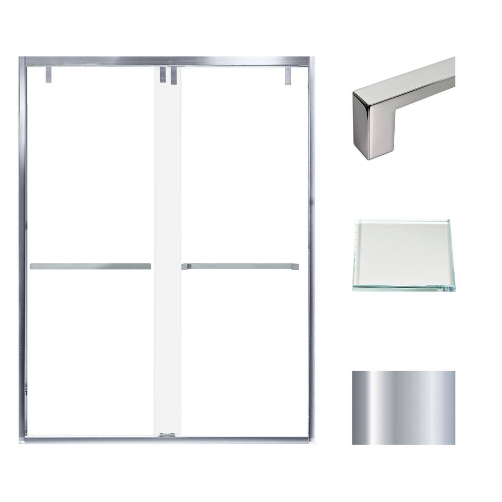 Eden 60 in. W x 80 in. H By-Pass Semi-Frameless Shower Door with Low Iron Glass - 56-60-in W x 80-in H