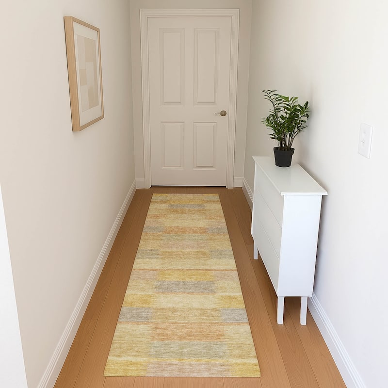 Premium Washable Super Soft Geo Stripe Mayfield Rug - Wheat - 2'3" x 7'6"