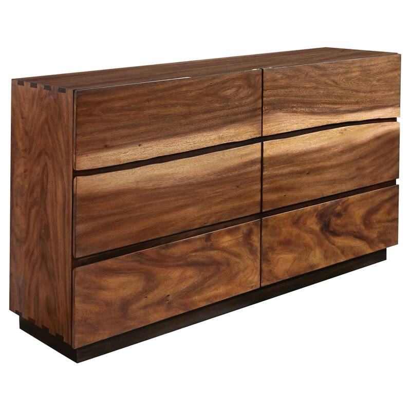 Zeko 5pc Queen Bedroom Set with Storage, Live Edge Smoky Walnut Brown