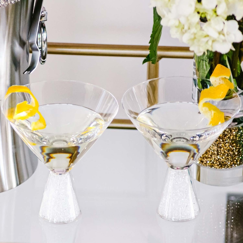 JoyJolt Disney Luxury Mickey Mouse Crystal Martini Glass - 10 oz - Set of 2