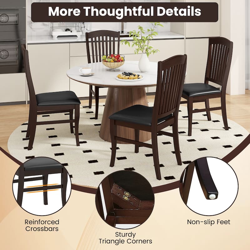 Gymax Modern Dining Chairs Set of 4 Armless Kitchen Chairs