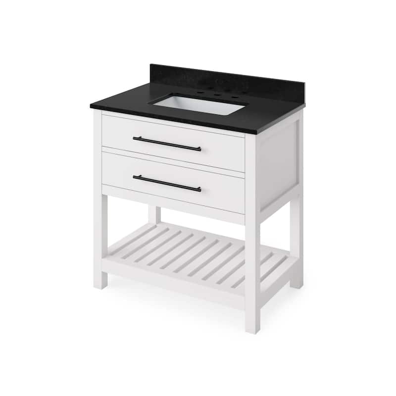 Jeffrey Alexander VKITWAV36R-GRANITE Wavecrest II 36" Free Standing - White / Black - Painted