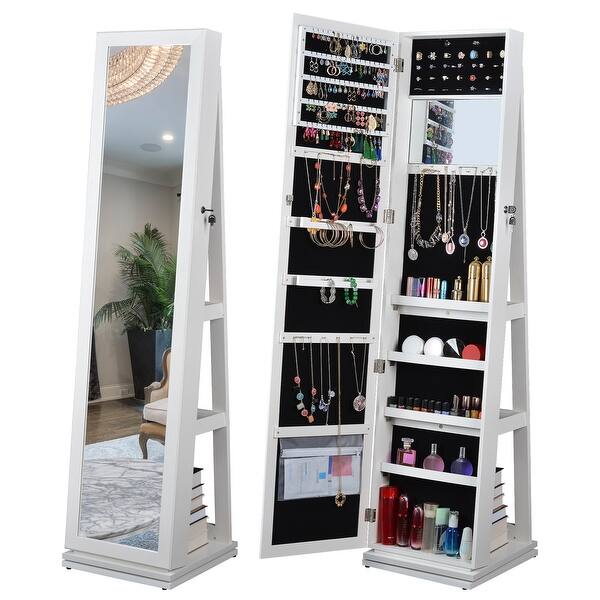 65''H Stand Full Length Mirror Storage Display 360 Swivel