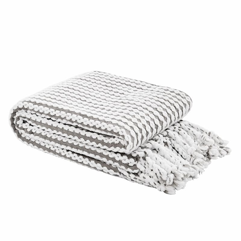 Home Soft Things Chain Tweed Throw Decorative Blanket with Tassels
