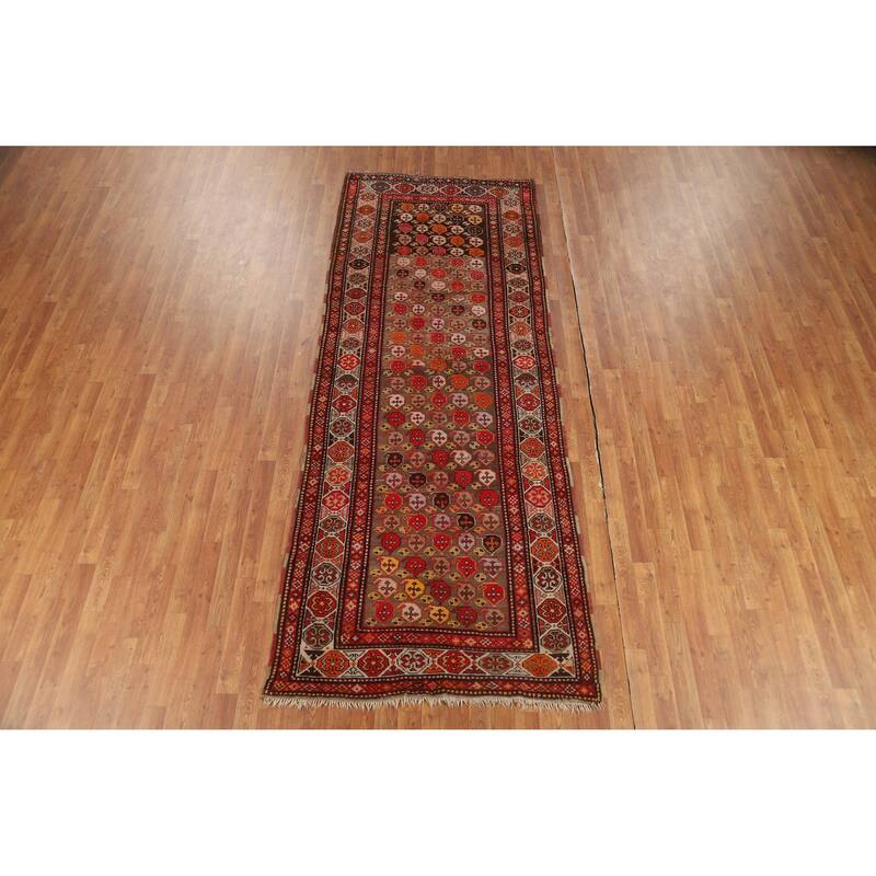 Pre-1900 Antique Vegetable Dye Kazak Runner Wool Carpet - 3'9" x 10'0"