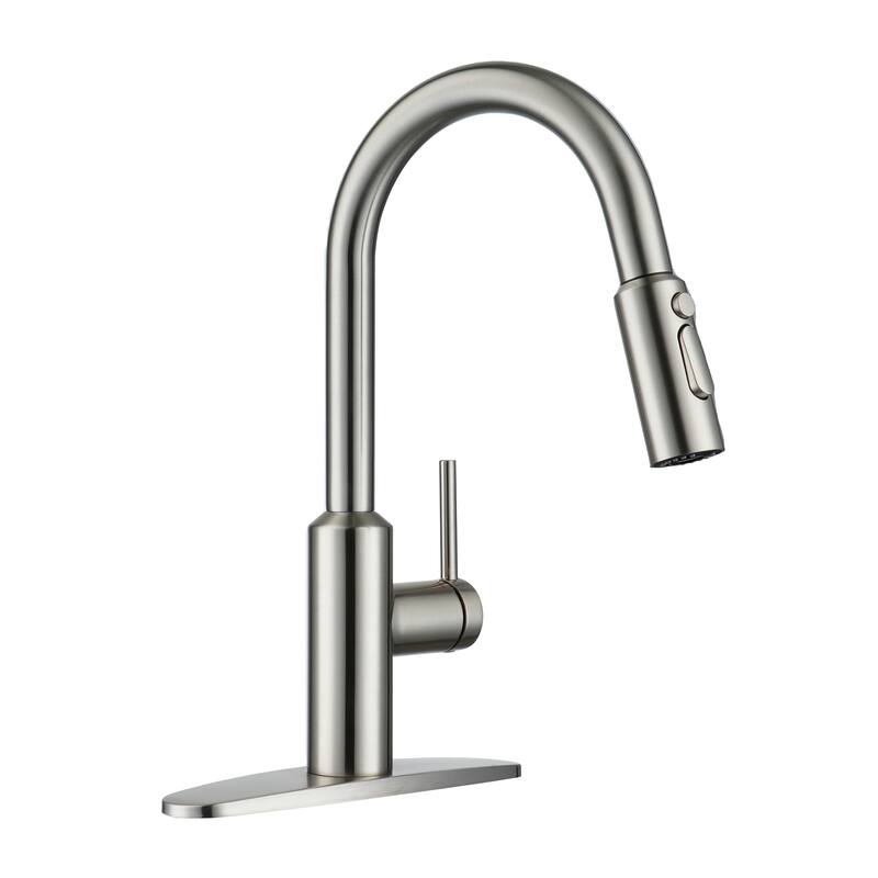 3-Function Single Handle Pull Down Sprayer Kitchen Faucet - Brushed Nickel