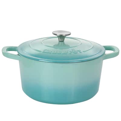 5 Quarts Enameled Cast Iron Dutch Oven in Light Teal