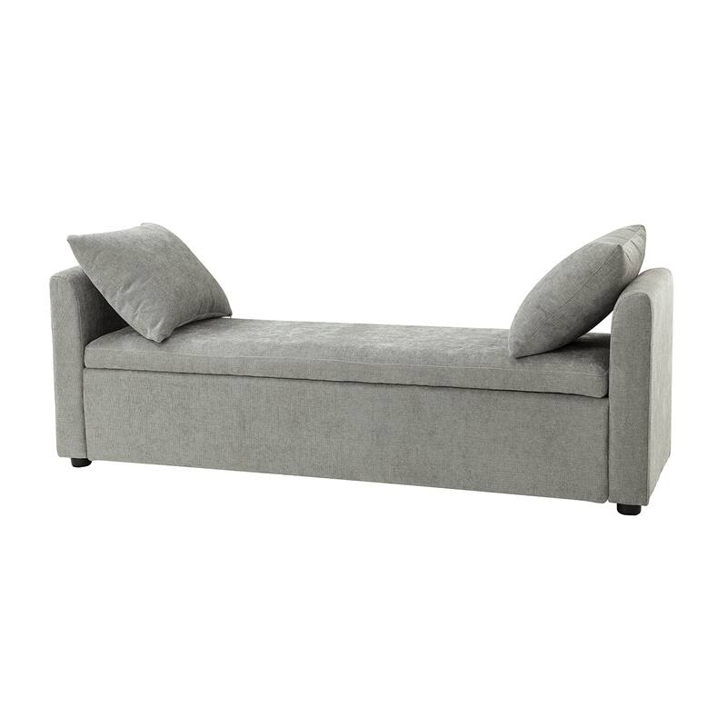 Franco Modern Upholstered Storage Bench with Two Throw Pillows and Thick Padded Cushion