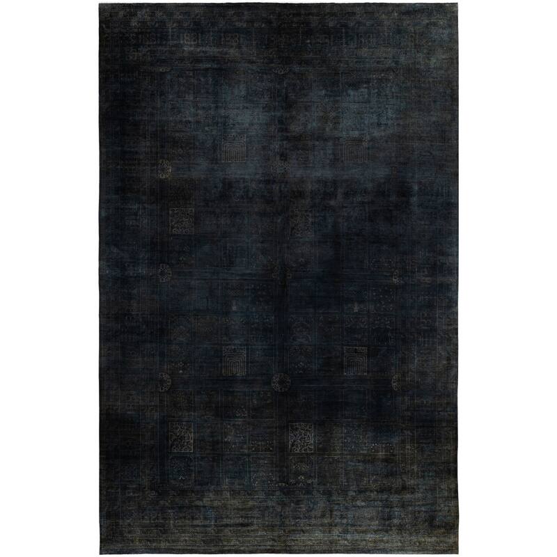 Overdyed One-of-a-Kind Hand-Knotted Area Rug - Black - 12' 2" x 18' 6"