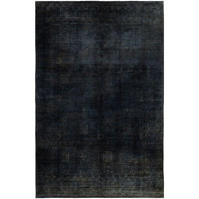 Overdyed One-of-a-Kind Hand-Knotted Area Rug - Black - 12' 2" x 18' 6"