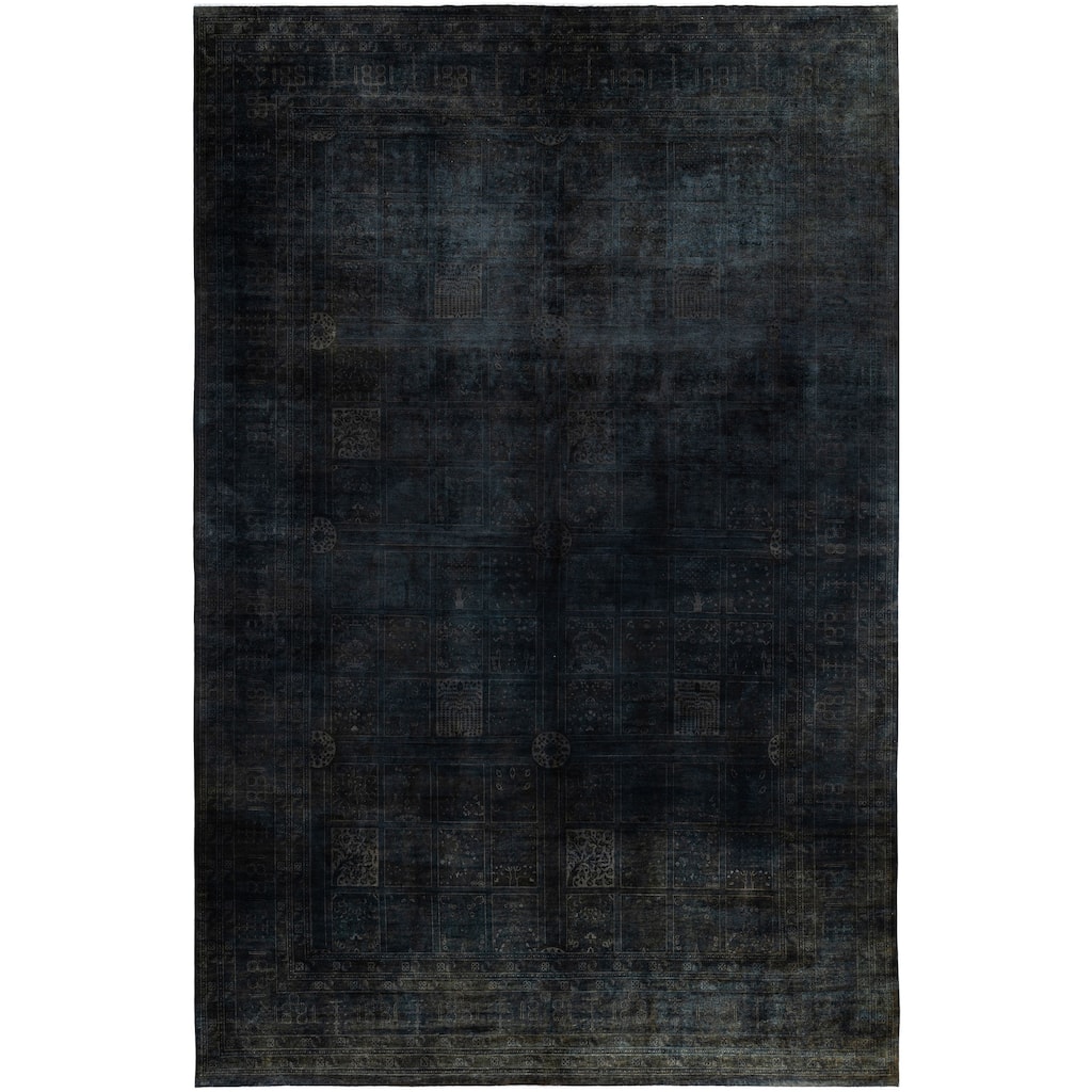 Overdyed One-of-a-Kind Hand-Knotted Area Rug - Black - 12' 2" x 18' 6"