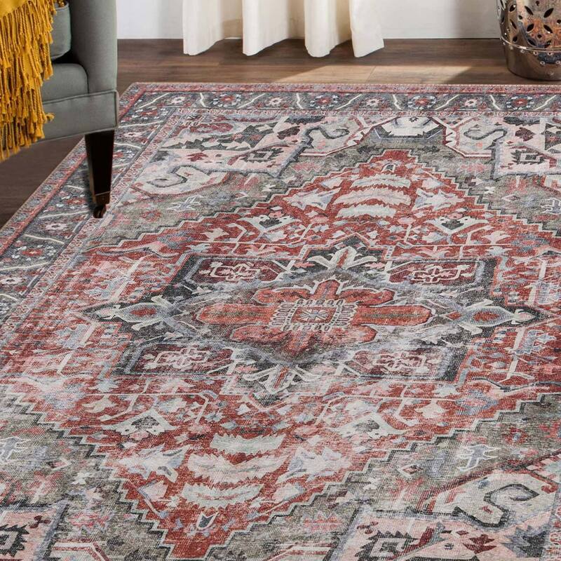 Superior Mesa Rustic Medallion Border Indoor Area Rug or Runner
