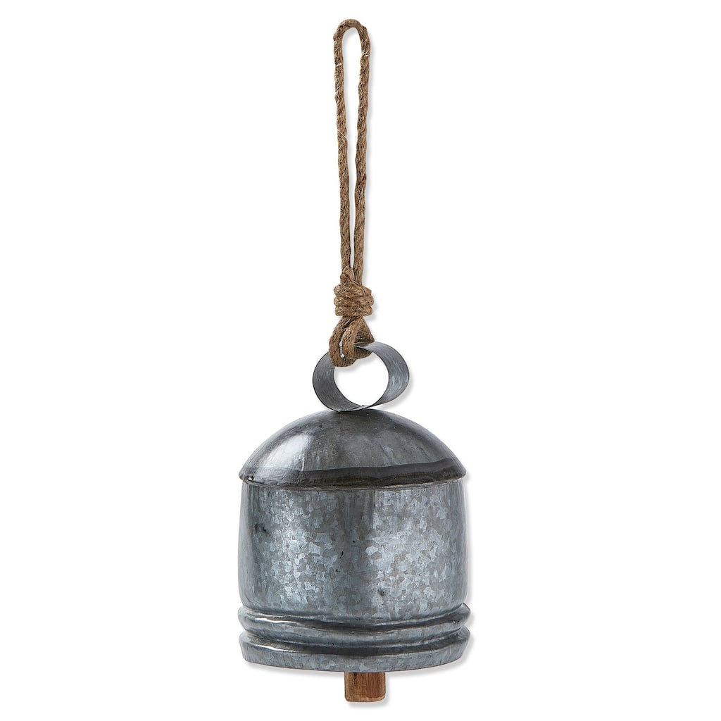 Classic Artisan Made XL Silver Bell - Decorative Holiday Object, 9.5" H, Gray Iron, Perfect for Christmas Decor