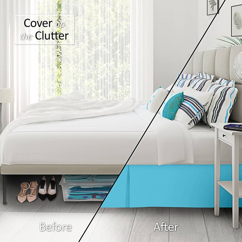 Clara Clark Pleated Bed Skirt-14 inch Tailored Drop - Soft Double Brushed Premium Microfiber Ruffle Bed Skirt - Includes 8 Pins