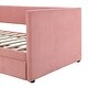 preview thumbnail 9 of 9, Upholstered Twin Size Daybed with Storage for Living Room, Corduroy Fabric Wooden Bedframe w/2 Drawers & Wood Slat Support, Pink