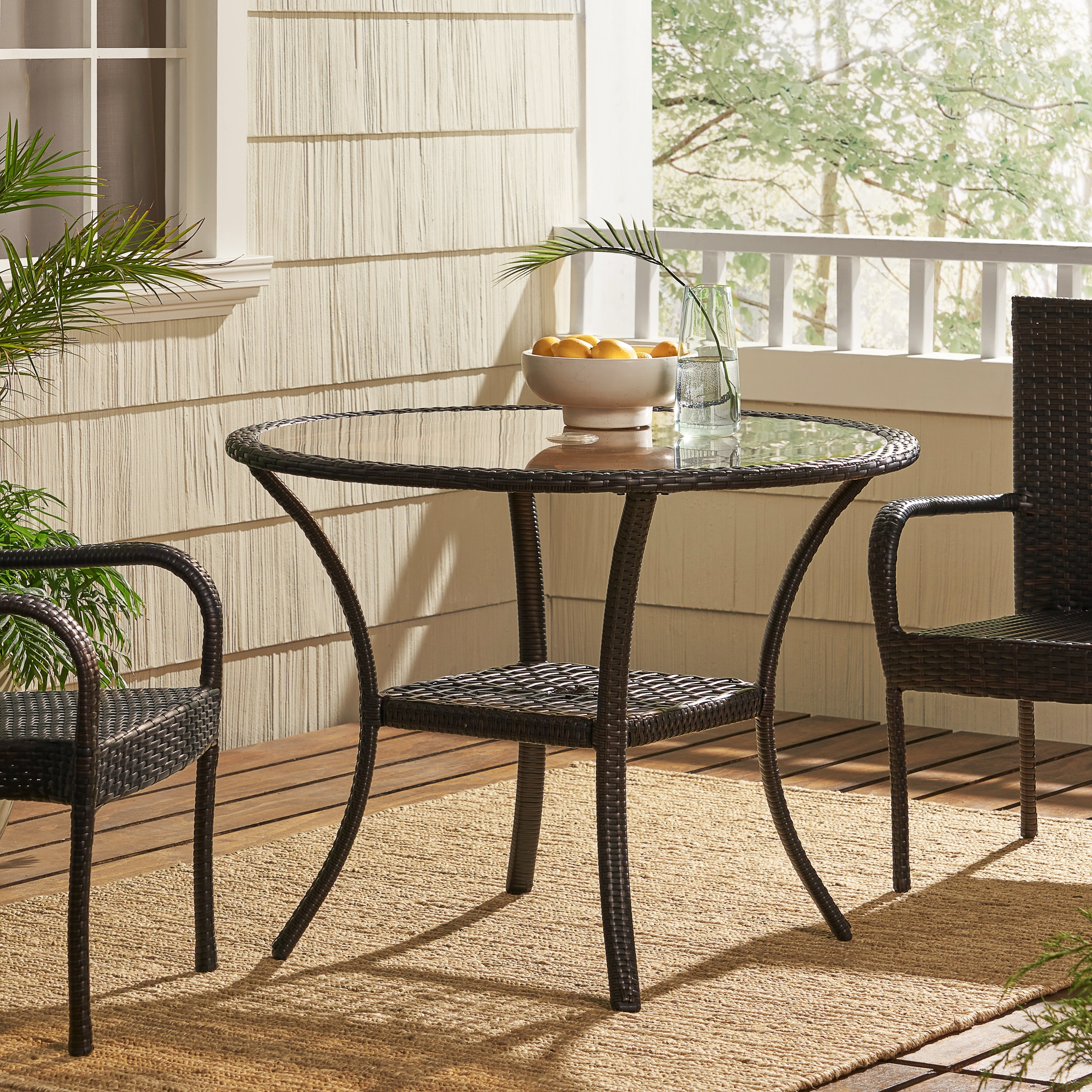 Wrought iron top outdoor side table