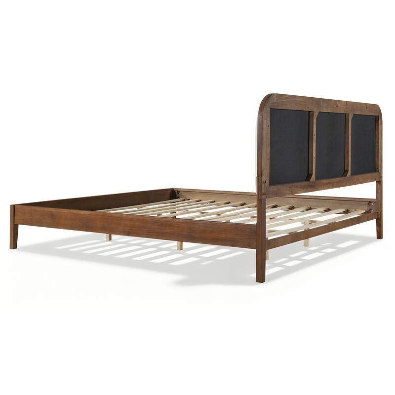 Christopher Knight Home - Oakmere Modern Solid Wood Platform Bed with Upholstered Headboard
