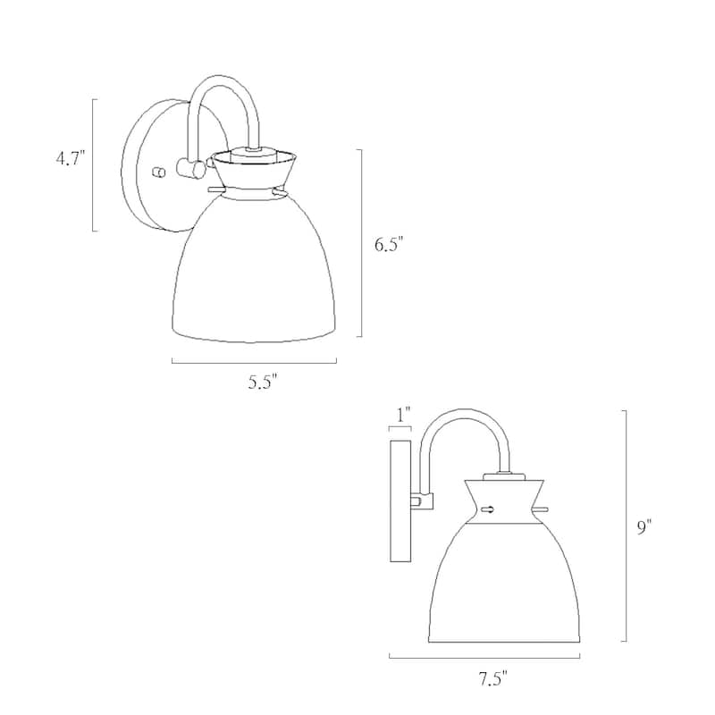 Elisie Modern Black Brass 1-Light Bathroom Wall Sconce Farmhouse Wall Light with Water Glass