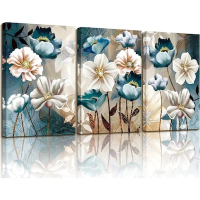3 Piece Lotus Flower Canvas Wall Art