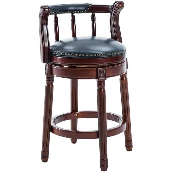 Faux Leather Swivel Counter Height Stools with Backs and Wooden Frame Bed Bath & Beyond 39189152