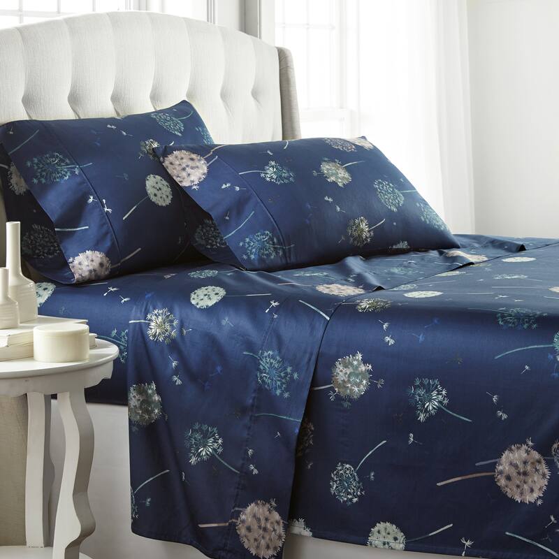 Luxury Dandelion Dreams Extra Deep Pocket Cotton Sateen 4-piece Bed Sheet Set