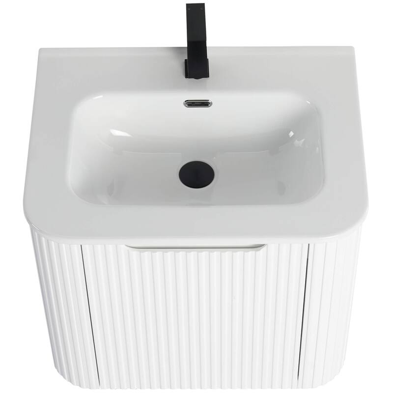 Caskvalley Modern Bathroom Vanity with Straight Fluted Design - Sink Included