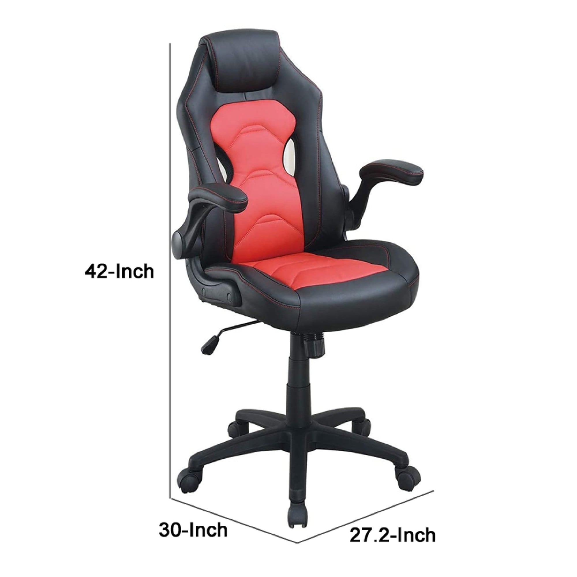 Office Chair with Padded Seat and Curved Track Arms Black and Red