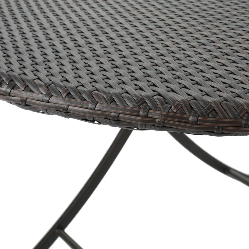 Kyler Outdoor 5-Piece Round Foldable Wicker Dining Set with Umbrella Hole by Christopher Knight Home