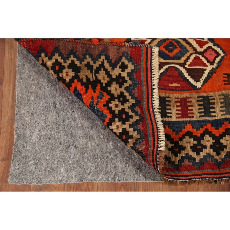 Kilim Qashqai Nomadic Persian Antique Rug Hand-Woven Wool Carpet - 5'0"x 6'7"
