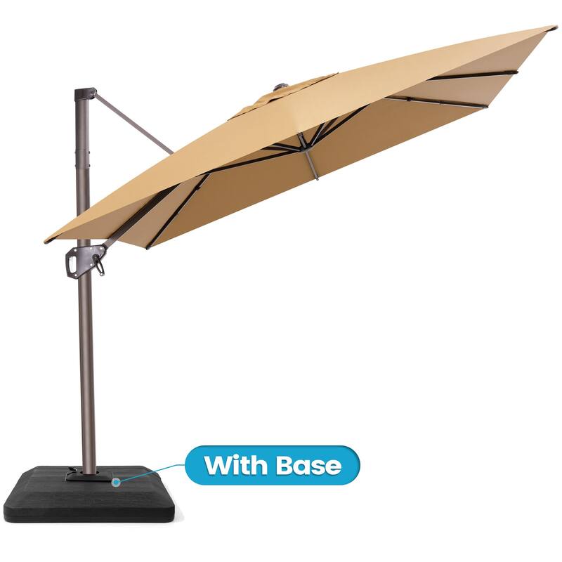 Outdoor 11 x 9 FT Patio 360 Degree Rotation Cantilever Umbrella with 4-Piece Umbrella Base