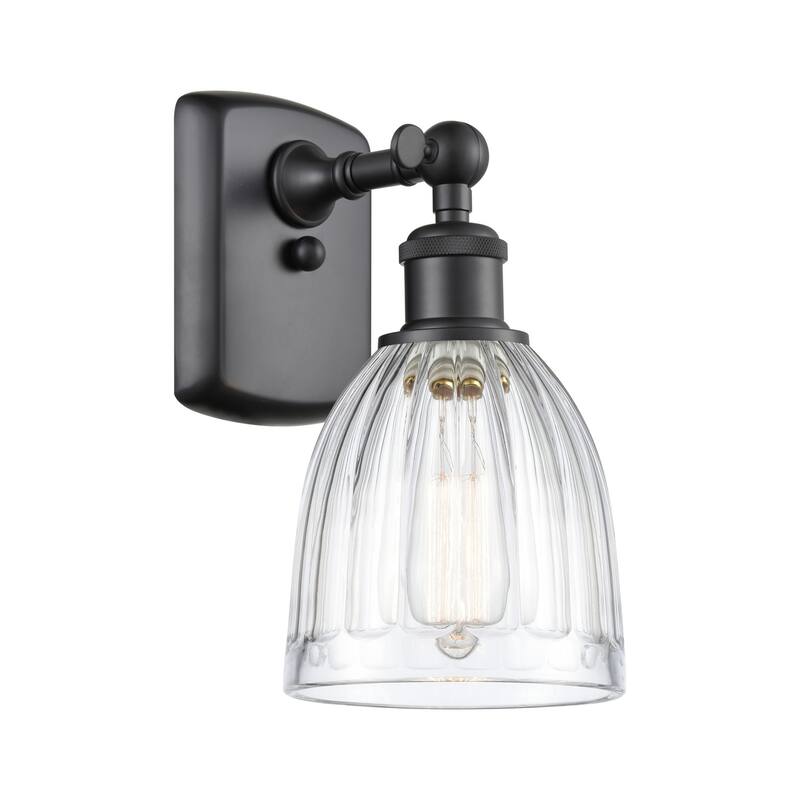 Innovations Lighting Brookfield 9" Tall Bathroom Sconce - Matte Black / Clear