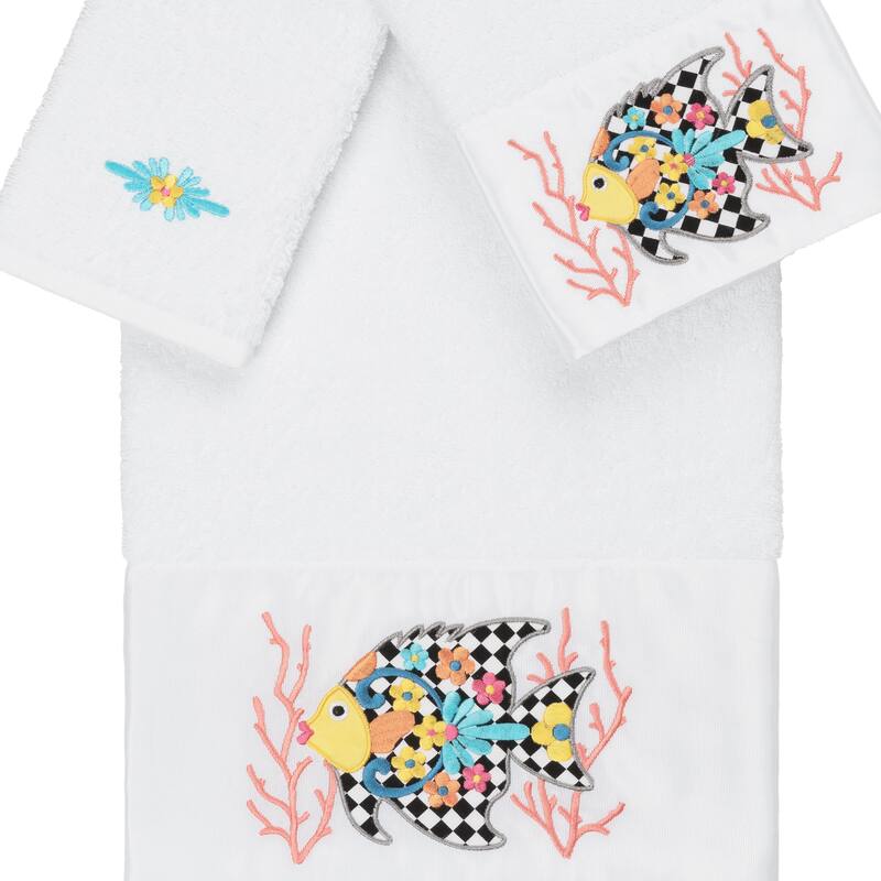 Authentic Hotel and Spa 100% Turkish Cotton Feliz 3PC Embellished Towel Set