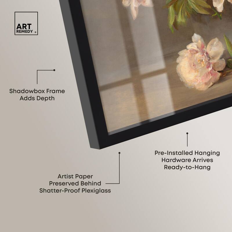 Porter Peonies in a Vase Shadowbox by Art Remedy