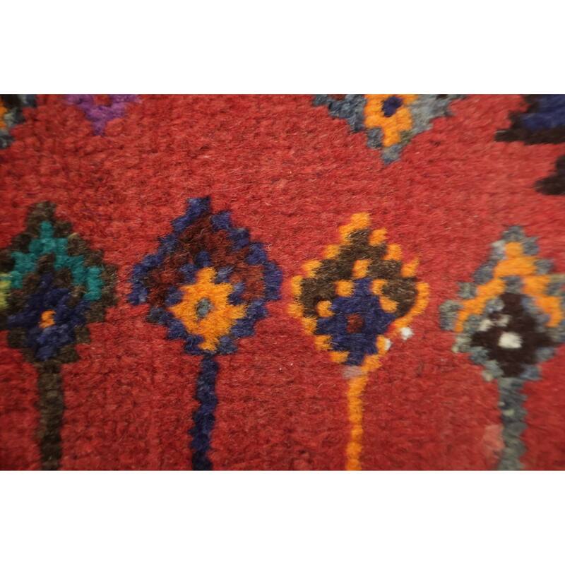 Hand Knotted Oriental 100% Wool Carpet Traditional Tribal Red Shiraz Area Rug - 5' 0'' X 3' 5''