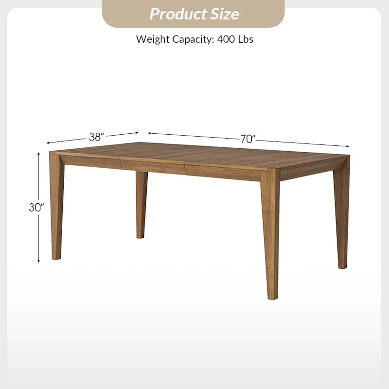 Estela Mid-century Modern Natural Rubberwood 70 in Four Leg Dining Table Seats 8 by HULALA HOME