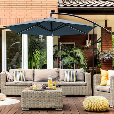 Glam 10-foot Solar LED & UV 50+ Cantilever Umbrella (No Base)