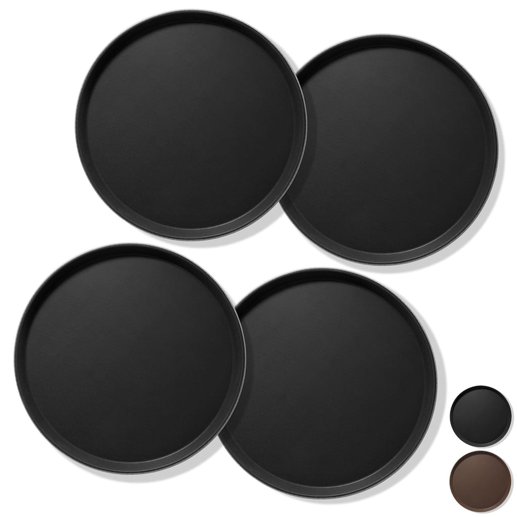 Set of 4 Round Restaurant Serving Trays NonSlip NSF