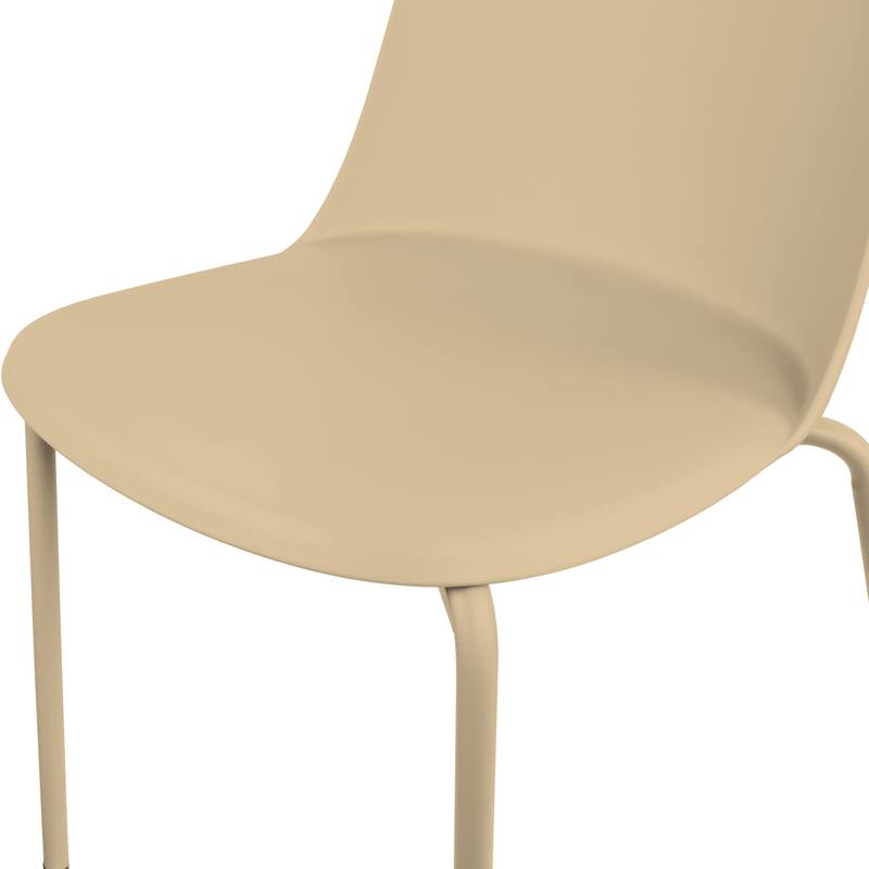 Set of 4 Modern Dining Side Chairs, Armless Molded Plastic Shell Seat with Metal Legs, Stackable Contemporary Chairs