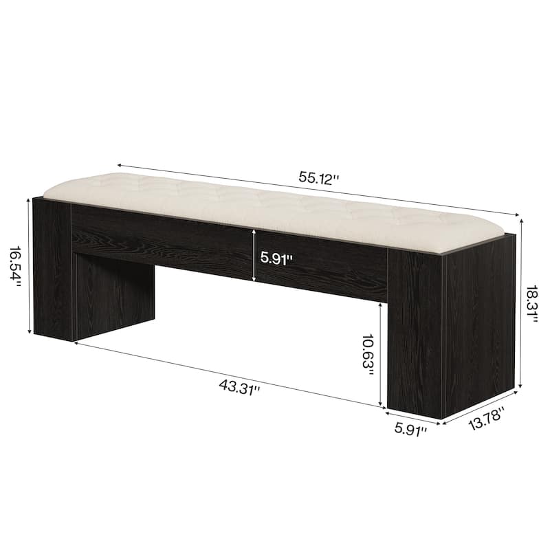 55" Upholstered Dining Bench, Long Table Seat for Living Room
