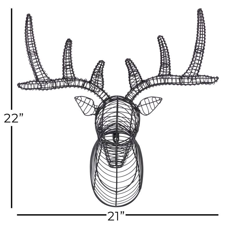 Black Metal Head Deer Home Wall Decor