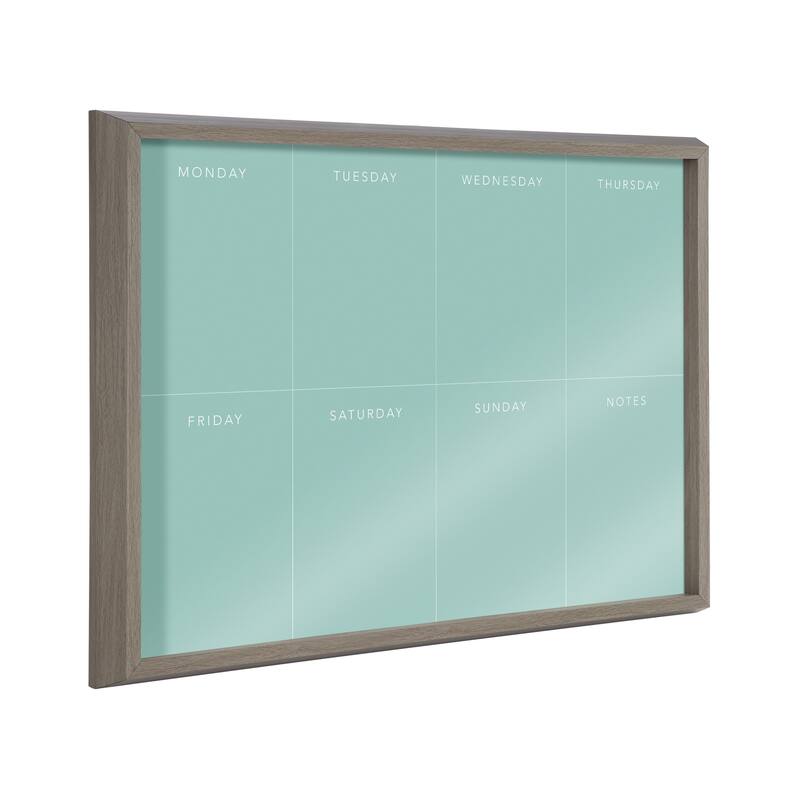 Kate and Laurel Blake This Week Teal Framed Printed Glass by The Creative Bunch Studio - 18x24 - 18x24 - Gray