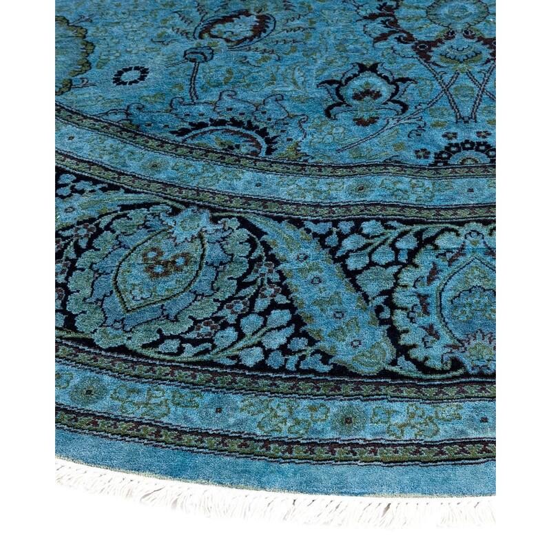 Fine Vibrance, One-of-a-Kind Hand-Knotted Area Rug - Blue, 7' 1" x 7' 1" - 7' 1" x 7' 1"