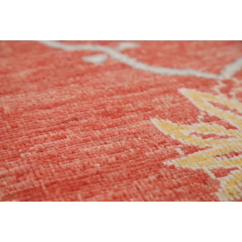Vegetable Dye Oushak Turkish Rug Oriental Hand-Knotted Wool Carpet - 5'0"x 6'11"