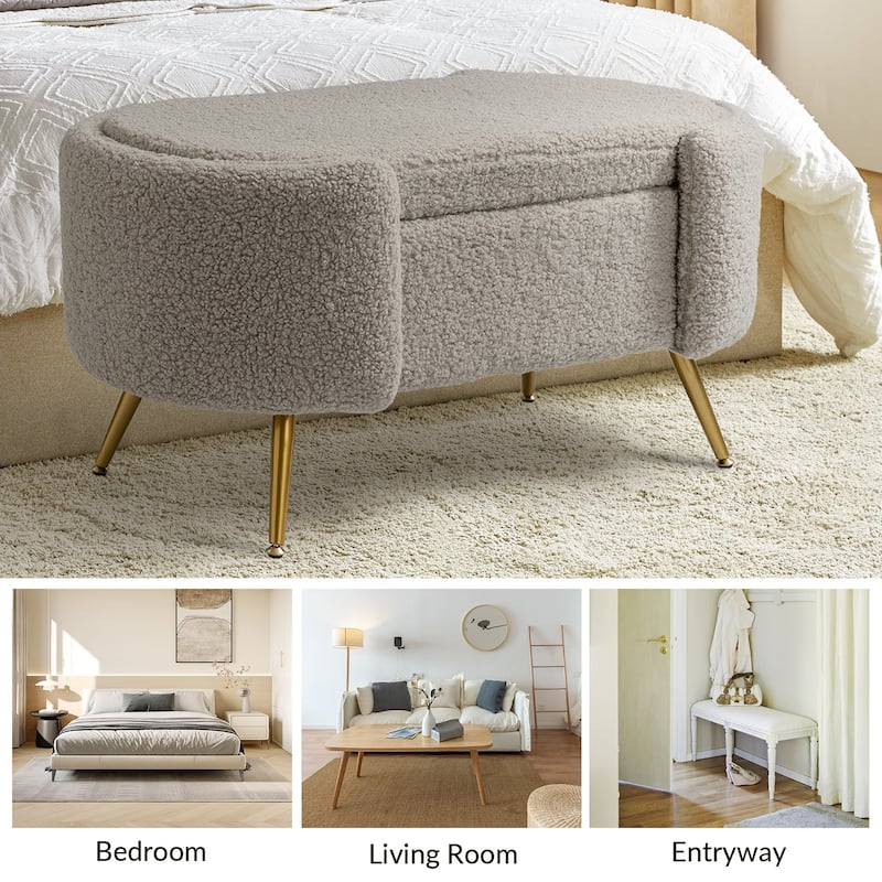 Clara 39.4" Wide Storage Bench with Metal Legs