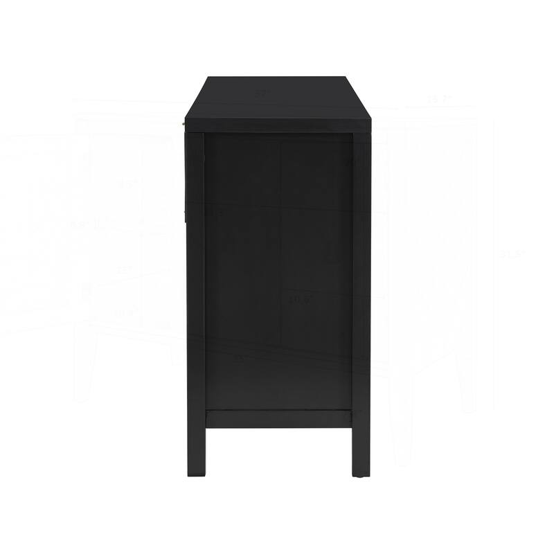 Minimalist Wave-Pattern Sideboard with Diverse Materials